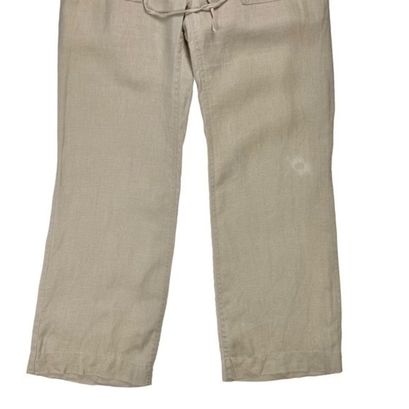 INC Linen Pants Womens Size 6 Petite Tan Lightweight Drawstring Straight Leg - Picture 12 of 16
